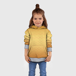 Толстовка-худи детская Красные сердечки на золотом фоне, цвет: 3D-меланж — фото 2