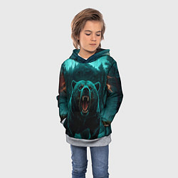 Толстовка-худи детская Царь тайги - медведь молнии, цвет: 3D-меланж — фото 2