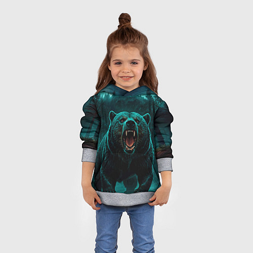 Детская толстовка Царь тайги - медведь молнии / 3D-Меланж – фото 4