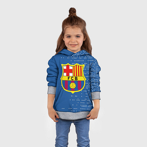Детская толстовка Футбольный клуб Барселона - логотип крупный / 3D-Меланж – фото 4