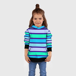 Толстовка-худи детская Неоновые в синюю полоску, цвет: 3D-черный — фото 2