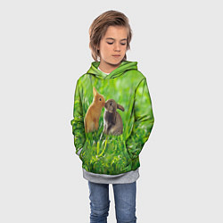Толстовка-худи детская Кролики в траве, цвет: 3D-меланж — фото 2