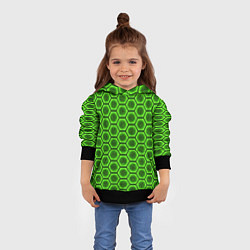 Толстовка-худи детская Энергетический щит - зеленый, цвет: 3D-черный — фото 2