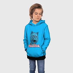 Толстовка-худи детская Roblox синий кот, цвет: 3D-черный — фото 2