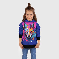 Толстовка-худи детская Волк в стиле поп-арт, цвет: 3D-черный — фото 2