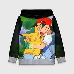 Толстовка-худи детская Pokemon - энергия в объятиях, цвет: 3D-меланж