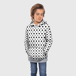 Толстовка-худи детская Черно-белые сердечки, цвет: 3D-меланж — фото 2