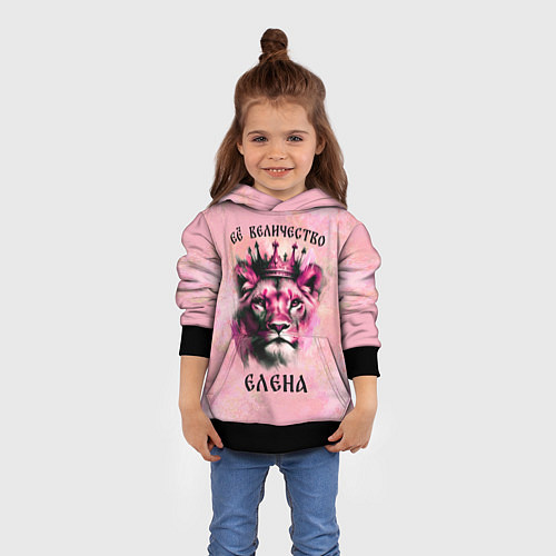 Детская толстовка Её величество Елена - львица / 3D-Черный – фото 4