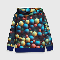 Толстовка-худи детская Разноцветные шарики молекул, цвет: 3D-синий