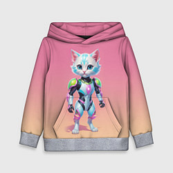 Толстовка-худи детская Funny kitten - cyberpunk, цвет: 3D-меланж
