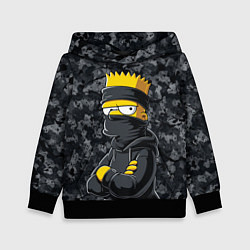 Толстовка-худи детская Барт в бандане как ниндзя, цвет: 3D-черный