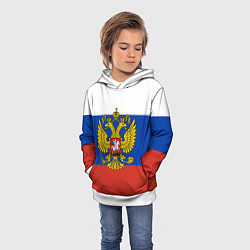 Толстовка-худи детская Флаг России с гербом, цвет: 3D-белый — фото 2