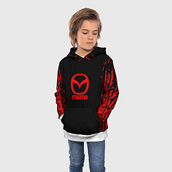 Толстовка-худи детская Mazda краски красные штрихи, цвет: 3D-белый — фото 2