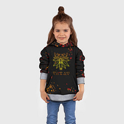 Толстовка-худи детская Ведьмак огненное лого краски, цвет: 3D-меланж — фото 2