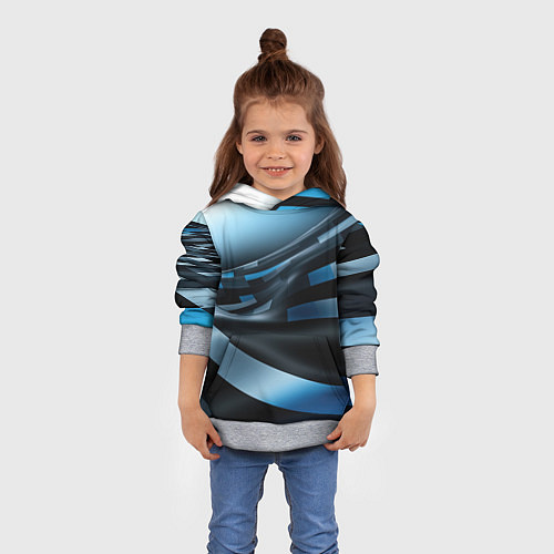 Детская толстовка Черно-синий абстрактный спортивный стиль / 3D-Меланж – фото 4