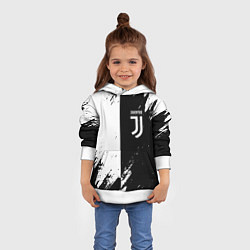 Толстовка-худи детская Juventus краски чёрнобелые, цвет: 3D-белый — фото 2