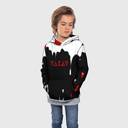 Толстовка-худи детская Ведьмак краски подтёки, цвет: 3D-меланж — фото 2