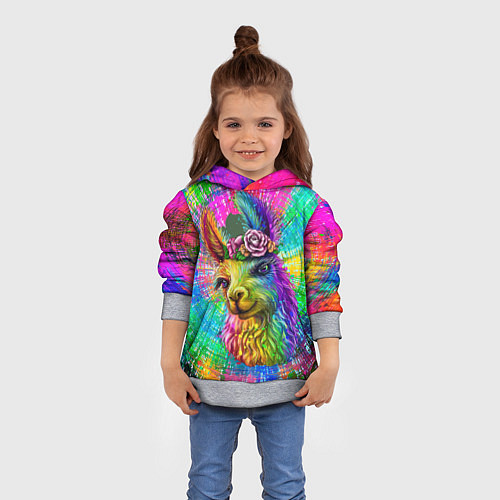 Детская толстовка Цветная лама / 3D-Меланж – фото 4