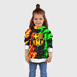 Толстовка-худи детская Barcelona огненное лого, цвет: 3D-белый — фото 2
