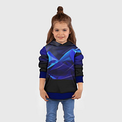 Толстовка-худи детская Темный синий абстрактный геометрический фон, цвет: 3D-синий — фото 2