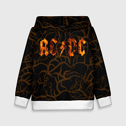 Толстовка-худи детская Acdc back абстракция, цвет: 3D-белый