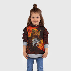 Толстовка-худи детская Fire fox flame, цвет: 3D-меланж — фото 2