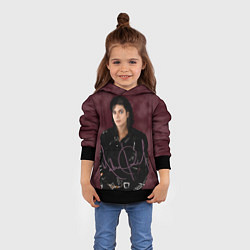 Толстовка-худи детская Michael Jackson на бордовом фоне, цвет: 3D-черный — фото 2