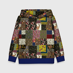 Толстовка-худи детская Пэчворк лесной, цвет: 3D-синий