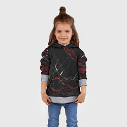 Толстовка-худи детская Черно-красный мрамор, цвет: 3D-меланж — фото 2