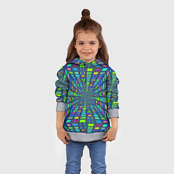 Толстовка-худи детская Абстрактный узор коридор из разноцветных квадратов, цвет: 3D-меланж — фото 2
