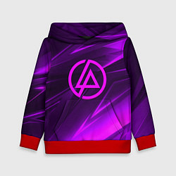Толстовка-худи детская Linkin park neon stripes logo, цвет: 3D-красный