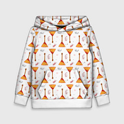 Толстовка-худи детская Узор из музыкальных инструментов балалаек, цвет: 3D-белый