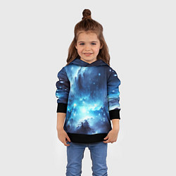 Толстовка-худи детская Космический голубой пейзаж, цвет: 3D-черный — фото 2