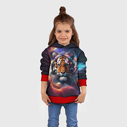 Толстовка-худи детская Космический лев, цвет: 3D-красный — фото 2