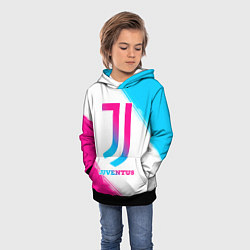Толстовка-худи детская Juventus neon gradient style, цвет: 3D-черный — фото 2