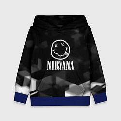 Толстовка-худи детская Nirvana текстура рок, цвет: 3D-синий