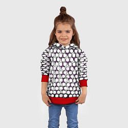 Толстовка-худи детская Киберпанк узор из шестиугольников розовый, цвет: 3D-красный — фото 2