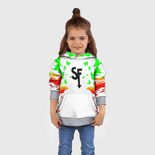 Детская толстовка Sally face бабочки / 3D-Меланж – фото 4