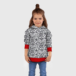 Толстовка-худи детская Пикселированный городской серый камуфляж, цвет: 3D-красный — фото 2