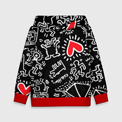 Толстовка-худи детская Kit Haring little men, цвет: 3D-красный