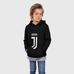 Толстовка-худи детская Juventus sport fc белое лого, цвет: 3D-меланж — фото 2