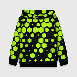 Толстовка-худи детская Зеленые соты киберпанк, цвет: 3D-черный