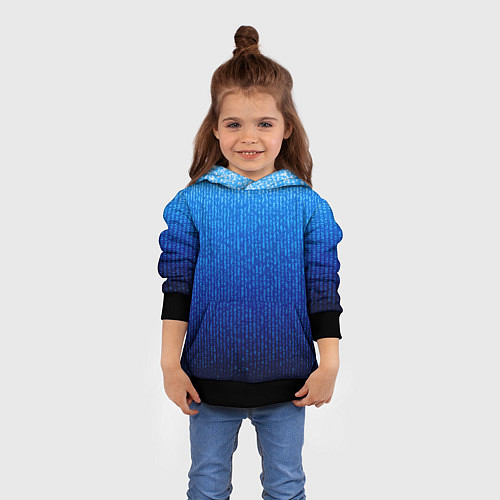 Детская толстовка Сине-голубой в вертикальную полоску / 3D-Черный – фото 4