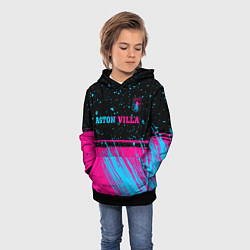 Толстовка-худи детская Aston Villa - neon gradient посередине, цвет: 3D-черный — фото 2