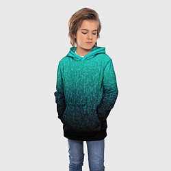 Толстовка-худи детская Градиент мелкая мозаика аквамарин, цвет: 3D-черный — фото 2