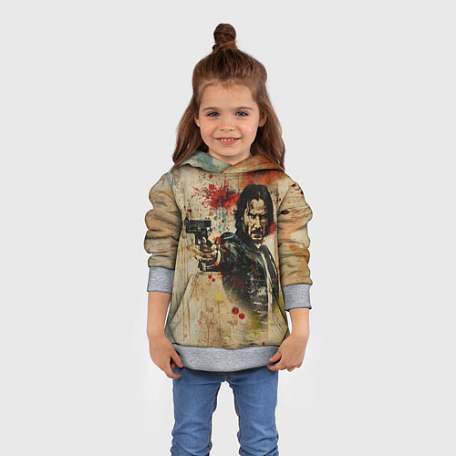 Детская толстовка Джон Уик с пистолетом в стиле гранж / 3D-Меланж – фото 4
