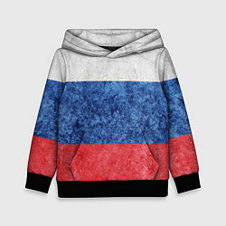 Толстовка-худи детская Флаг России разноцветный, цвет: 3D-черный