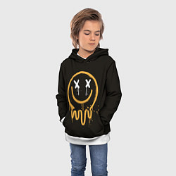 Толстовка-худи детская Улыбающийся смайлик - граффити, цвет: 3D-белый — фото 2
