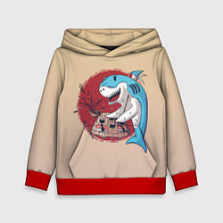 Толстовка-худи детская Sushi shark, цвет: 3D-красный