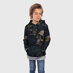 Толстовка-худи детская Черепа в листьях, цвет: 3D-меланж — фото 2